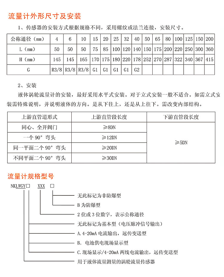 小口徑氣體渦輪流量計(jì)